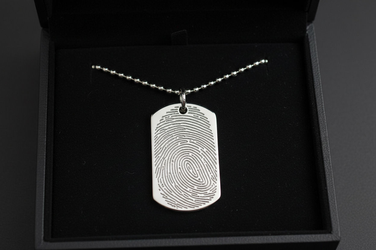 Collier dog tag en écrin