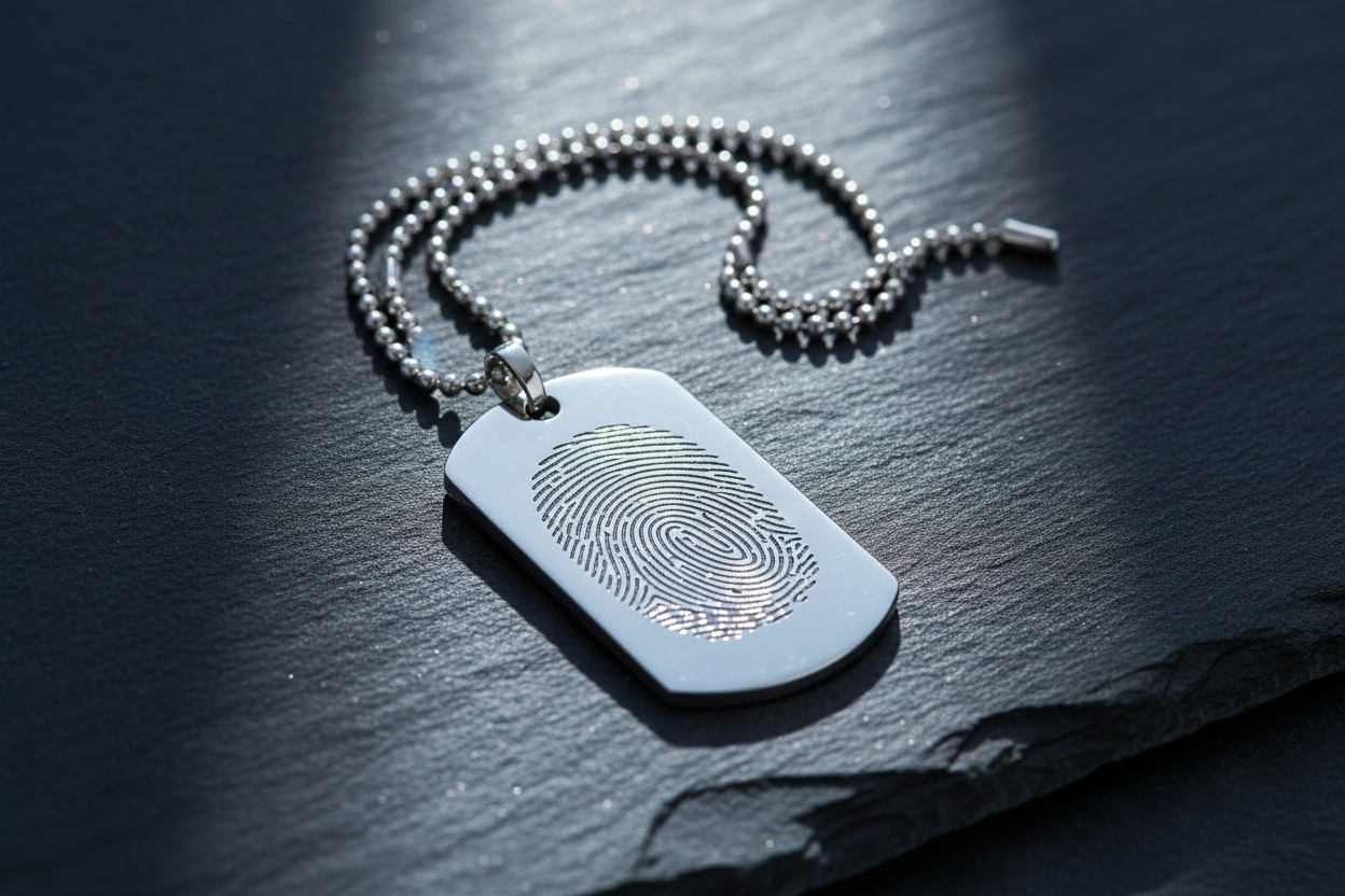 Collier dog tag sur ardoise