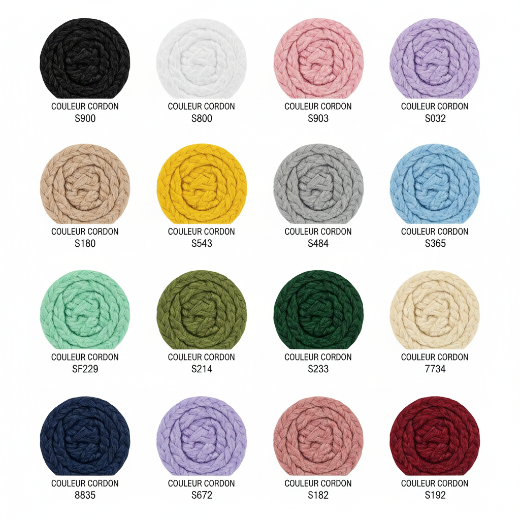 Nuancier couleurs de cordons en français